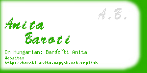 anita baroti business card